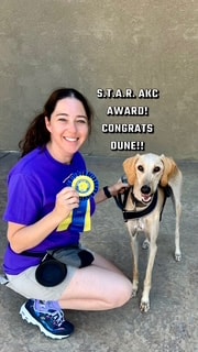 Star Puppy Academy LLC trainer receiving AKC award with dog at Las Vegas competition